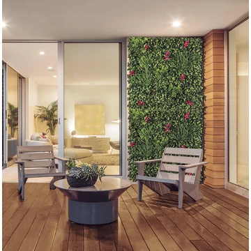Vertical Villa műanyag zöldfal piros virágokkal (100x100 cm)