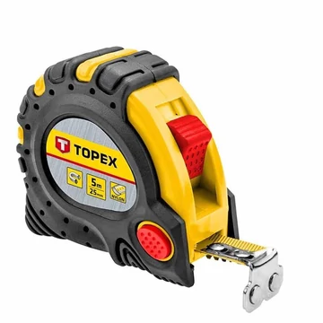 TOPEX 27C345 MÉRŐSZALAG 05M/25mm MÁGNESES SÁRGA-FEKETE ÖVAKASZTÓS