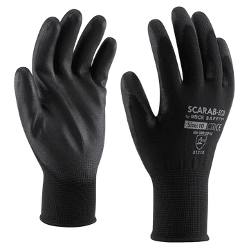 SCARAB-ECO - Poliészter szerelőkesztyű PU tenyérmártással, gazdaságos változat 